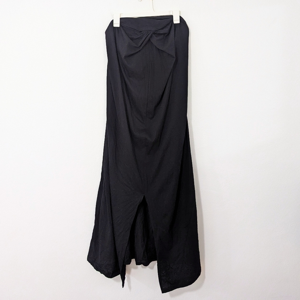 Eloquii NWT Strapless Twist Front Midi Dress Split Front Lightweight Black 16